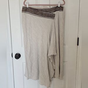 Cato Cream & Brown Asymmetrical Skirt Western Boho Style Casual Chic 18/20W